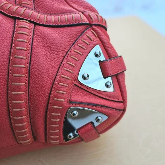 Cromia Womens Pink Pebble Leather Shoulder Bag, Made in Italy, Pre-owned - Picture 7 of 16